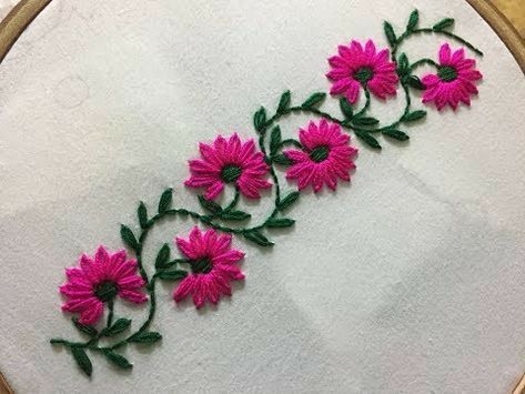 Embroidery Video, Daisy Stitch, Hand Embroidery Patterns Free, Lazy Daisy Stitch, Sewing Things, Embroidery Sampler, Embroidery Stitches Tutorial, Embroidery Videos, Embroidery Transfers