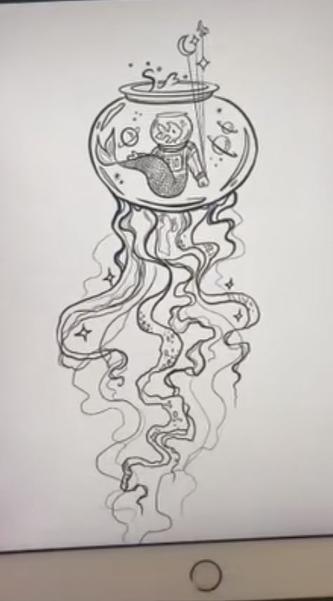 Fish Bowl Tattoo, Fishbowl Drawing, Fish Bowl Drawing, Fish Tank Drawing, Bowl Drawing, Fish Drawings, Tattoo S, Craft Stuff, Fish Bowl