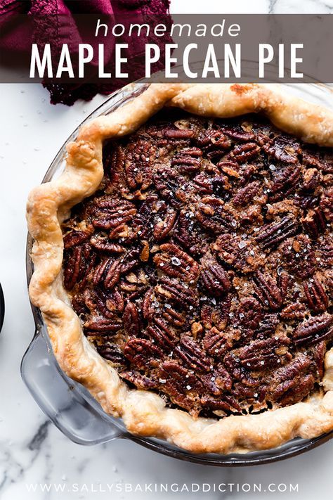 No Corn Syrup Pecan Pie Recipe, Pecan Pie Recipe No Corn Syrup, No Corn Syrup Pecan Pie, Pecan Pie Without Corn Syrup, Maple Pecan Pie, Caramel Pecan Pie, Butter Pie Crust, Baked Pie, Thanksgiving Pie Recipes