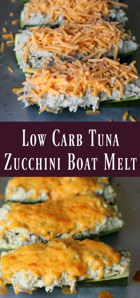 Low Carb Tuna Zucchini Boat Melt - Organize Yourself Skinny Baked Zucchini Boats, Tuna Zucchini, Zucchini Boat, Melt Recipe, Low Carb Casseroles, Boiled Egg Diet Plan, Zucchini Boats, Low Carb Salad, Low Carb Zucchini