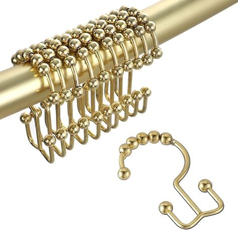 Amazon.com: TOPROD Shower Curtain Hooks Rings, Double Sided Shower Curtain Hooks, Stainless Steel Shower Hooks Rust Proof for Bathroom Shower Curtain Rod Curtains, Free Gliding, Gold, Set of 12 : Home & Kitchen Rod Curtains, Double Shower Curtain, Gold Shower Curtain, Shower Rings, Shower Rods, Shower Curtain Rod, Gold Shower, Double Shower, Bathroom Shower Curtain