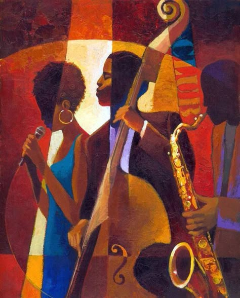 Keith Mallett, Jazz Music Art, Jazz Painting, Arte Jazz, Jazz Poster, Jazz Art, Music Illustration, Afrocentric Art, Jazz Band