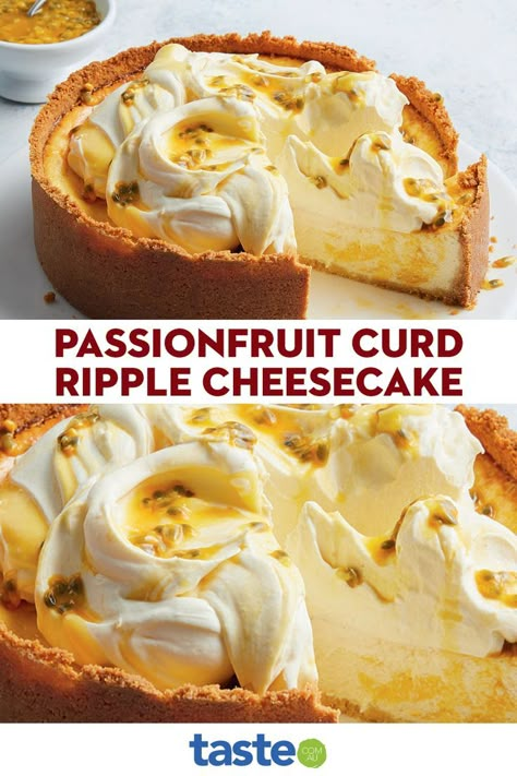 Passionfruit Curd, Passionfruit Recipes, Yummy Cheesecake, Cheesecake Recipes Classic, Sweet Pie, Food Cakes, Desert Recipes, Fruit Recipes, Cheesecake Recipes