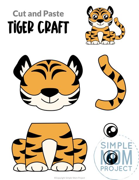 Are you teaching the letter T to your toddler, preschooler or kindergartner and need a printable activity to go along with the lesson? This free printable tiger craft template is the perfect thing! Glue him to a box, paper plate, cardboard tube, the options are endless! Click and download your free printable tiger template now! Tiger Template, Tiger Craft, Jungle Animal Crafts, Safari Crafts, Jungle Crafts, Rose Making, Zoo Animal Crafts, Giraffe Crafts, Lion Craft