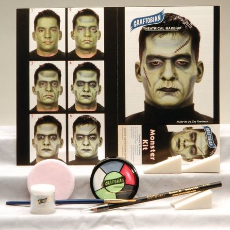 Frankenstein Makeup, Makeup Zombie, Frankenstein Costume, Monster Makeup, Halloween Parejas, Fairy Tale Costumes, Hallowen Ideas, Halloween Kit, Theatrical Makeup