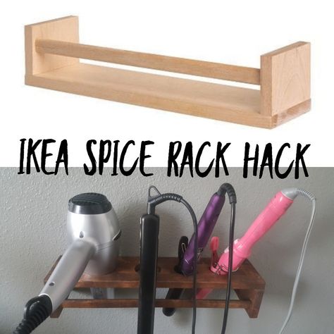 Ikea hack hair styling holder #ikeahack #blowdryerholder #hairstylist #diy #spicerack #hairtools Diy Hair Dryer Storage, Hot Tools Storage, Diy Hot Tools Organizer, Diy Curling Iron Holder, Diy Hair Station At Home, Diy Razor Holder, Diy Hair Tool Organizer Wall Mount, Diy Hair Dryer Holder, Hair Iron Holder