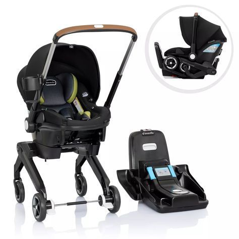 Shyft into life with a newborn effortlessly with the Evenflo® Shyft™ DualRide™ with Carryall Storage Infant Car Seat and Stroller Combo, a single piece of baby gear that transforms from an infant car seat to a stroller in one easy step, streamlining life on the go. Transitioning from the car to the sidewalk is a breeze – simply lift the carrier off the base, release the wheels, and you're ready to roll in no time. From the backseat to the street in a heartbeat!  When faced with stairs, retract the wheels, carry the unit up or down the steps, pop the wheels back down, and continue strolling without the hassle of dealing with multiple pieces of gear or disturbing your little one. This car seat stroller combo simplifies every trip, making it easier for parents on the move. Not only is the Dua Evenflo Shyft Dualride, Car Seat Stroller Combo, Life With A Newborn, Best Car Seats, Carseat Safety, Car Seat And Stroller, Connected Car, Car Seat Stroller, Infant Car Seat