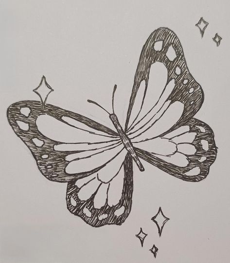 Butterfly drawing Butterfly Detail Drawing, Different Butterfly Drawing, Butterfly Heart Drawing, Tiny Butterfly Drawing, Pretty Pencil Drawings, Little Butterfly Drawing, Butterfly Drawings Easy, Butterfly Sketch Easy, Butterfly Drawing Colorful