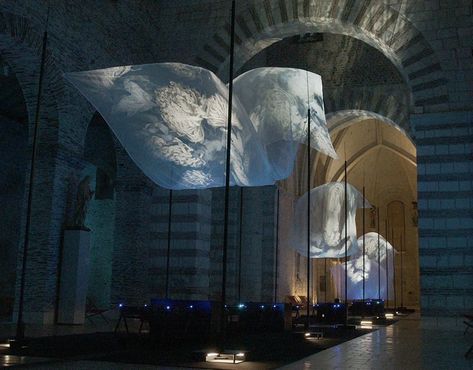 GRAVITY :: Behance Projection Installation, Rennes France, Interactive Art Installation, Fabric Installation, New Media Art, Projection Mapping, Kinetic Art, Interactive Art, Kinetic Sculpture