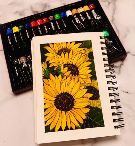 Painting On Brown Paper, Colored Pencil Artwork Ideas, Sunflower Art Print, Sunset Canvas Painting, Sunflower Bouquet, Water Poster, Colored Pencil Artwork, Pen Art Drawings, Flower Art Drawing