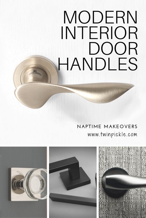 Modern interior door handles - sleek, sexy, cool - everything my current door handles are not. My home was built in 1987 and I am unsure whether my existing handles are original to the house or lovingly installed in the 90s. Hexagon Angles, Solid Wood Entry Doors, Modern Interior Door, Barn Door In House, Internal Door Handles, Door Handles Modern, Front Door Makeover, Door Handle Design, Wood Entry Doors