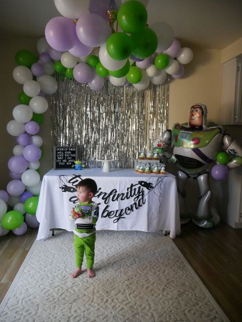 #boysbirthday #buzzlightyearparty #balloonarch #twoinfinityandbeyond #toystorybirthdayparty #secondbirthday #boyssecondbirthdayparty #buzzlightyearbirthday Buzz Lightyear Third Birthday Party, Zurg Birthday Party, Twinfinity And Beyond Birthday, Light Year Birthday Party, Lightyear Birthday Party Ideas, Buzzlight Year Birthday Theme, Buzz Light Year Party, Buzz Light Year Birthday Party, Buzz Light Year Birthday