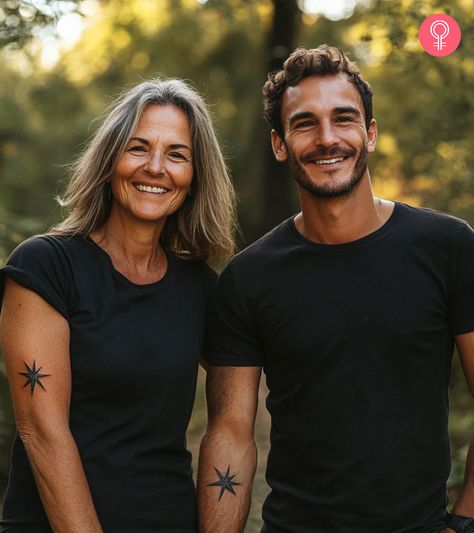 Get matching mother-son tattoos to make the ultimate gesture of love and honor your bond. From minimal to elaborate graphic art, find the best designs here. Mother Son Matching Tattoo Ideas, Mother And Son Tattoo Ideas Minimalist, Mother Son Celtic Knot Tattoo, Simple Mother Son Tattoos, Mom Sleeve Tattoo Ideas For Son, Matching Tattoos For Mother And Son, Tattoo Sohn Mutter, Matching Mother And Son Tattoos, Mother And 2 Sons Tattoos