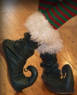 Homemade Elf Costume, Christmas Shoes Diy, Diy Elf Costume, Elf Costumes, Elf The Musical, Elf Socks, Elf Slippers, Elf Boots, Christmas Elf Costume