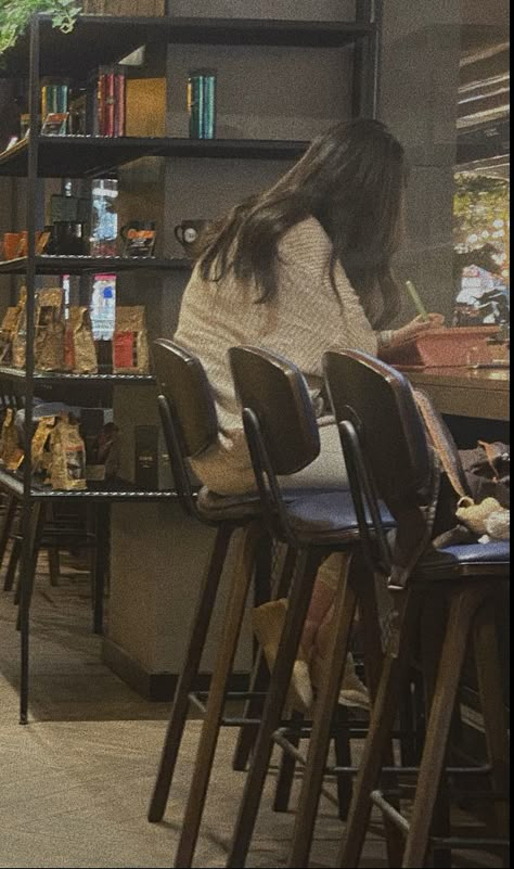 Writing In Coffee Shop Aesthetic, Sitting In Cafe Aesthetic, Cafe Writing Aesthetic, Coffee Shop Homework Aesthetic, Cafe Waitress Aesthetic, Writing In A Cafe, Cafe Reference Photo, Comfy Cafe Aesthetic, Coffee Shop Romance