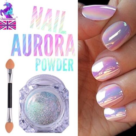 Aurora Nails, Chrome Nail Art, Chrome Nail Powder, Mirror Nails, Chrome Nail, Nail Powder, Diy Nail Art, Mirror Effect, Dipped Nails