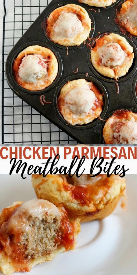 Get ready to impress your taste buds with these mouthwatering Chicken Parm Meatball Bites wrapped in flaky crescent dough. Perfect for parties, game days, or a fun family dinner, these bites are packed with savory flavors and cheesy goodness. Easy to make and even easier to devour, they’re sure to become a favorite in your recipe collection. Serve them with marinara sauce for dipping and watch them disappear in no time! Texas Muffin Pan Recipes, Muffin Tin Recipes Dinner, Meatball Bites, Meatball Cupcakes, Mini Muffin Tin Recipes, Chicken Parm Meatballs, Muffin Cups Recipes, Meatloaf Cupcakes, Muffin Pan Recipes