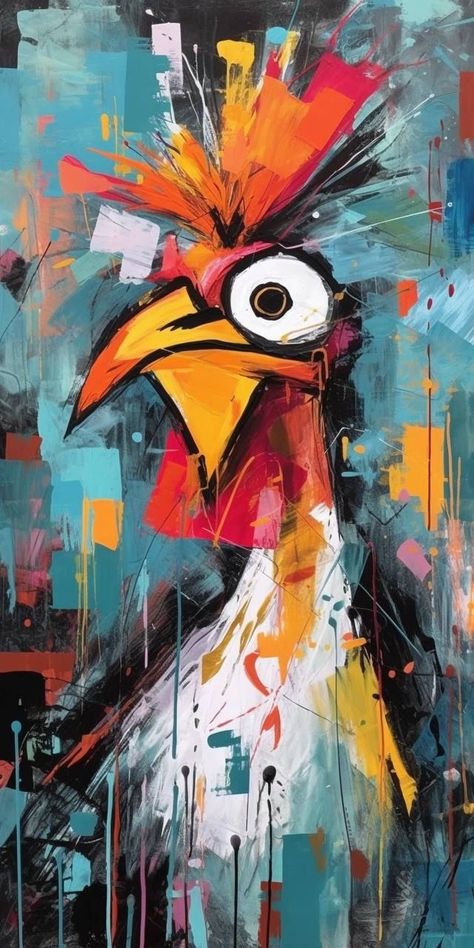 Whimsical Art Paintings, Andermatt, Rooster Painting, Arte Animal, Art Pop, Painting Art Projects, Canvas Art Painting, Whimsical Art, Art Abstrait