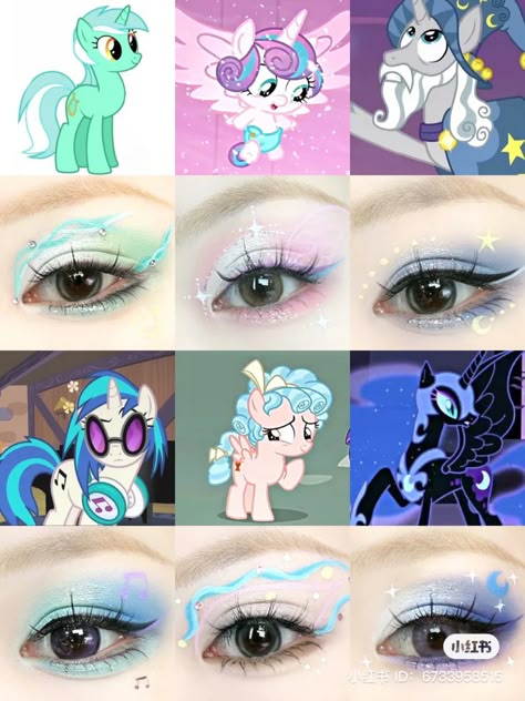 mlp makeup inspo My Little Pony Makeup, Pony Makeup, Eyeshadow Designs, Anime Eye Makeup, My Little Pony Poster, Angel Kisses, Cute Eye Makeup, Graphic Makeup, Makeup Supplies