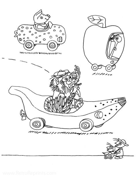 Busy World of Richard Scarry, The Coloring Pages | Coloring Books at Retro Reprints - The world's largest coloring book archive! Richard Scarry Coloring Pages, Richard Scary Tattoo, Busy World Of Richard Scarry, The Busy World Of Richard Scarry, Richard Scarry Tattoo, Retro Coloring Pages, Vintage Coloring Pages, Richard Scary, Scary Coloring Pages