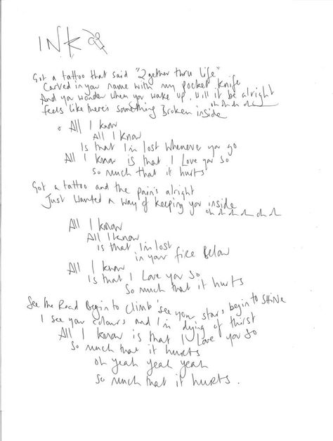 Ink lyrics - last handwritten lyrics found in #lyricshunt Ink Coldplay, Coldplay Ghost Stories, Handwritten Lyrics, Story Lyrics, Lovely Lyrics, Coldplay Lyrics, Cold Play, Music Quotes Lyrics, Favorite Song