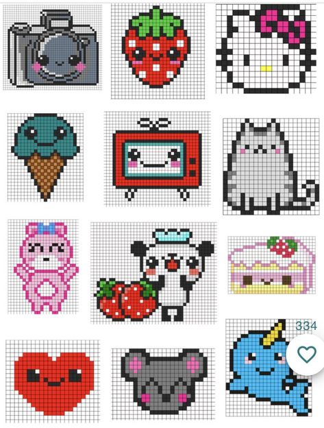 Cute Cartoon Food, Diy Xmas Ornaments, Canvas Bag Diy, Pixel Art Pokemon, Sweet Drawings, Cross Stitch Geometric, Easy Pixel Art, Pixel Drawing, Pixel Art Grid