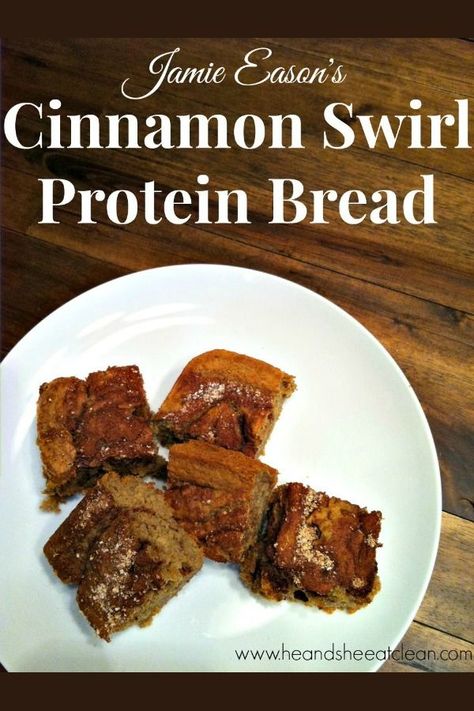 Jamie Eason's Cinnamon Swirl Protein Bread #eatclean #cleaneating #jamieeason #heandsheeatclean #proteinbar #protein #recipe Brownie Batter Protein Shake, Eat Clean Breakfast, Gingerbread Protein Shake, Basil Tofu, Crockpot Vegan, Ripped Recipes, He And She, Meals Vegan, Recipe Bread