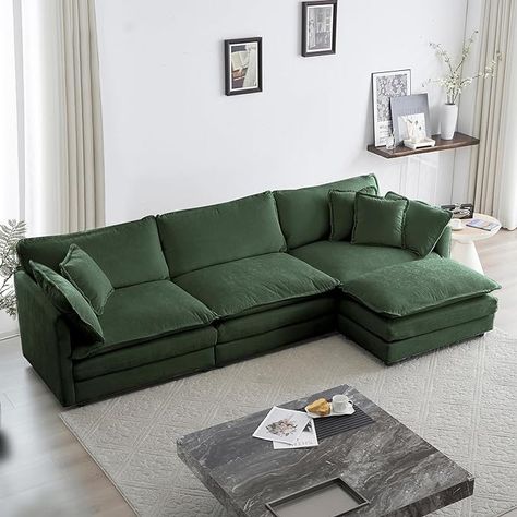 Amazon.com: GNIXUU 111.5“ Modular Sectional Sofa, Comfy Chenille Cloud Couch with Movable Ottoman, L Shaped Sectional Couches for Living Room, Apartment, Office(Green) : Home & Kitchen U Shaped Couch, U Shaped Sectional Sofa, Couch With Ottoman, Style Salon, Corner Couch, Modular Couch, L Shaped Couch, Toss Pillow, Pillow Bed