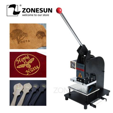 ZONESUN Hot Foil Stamping Machine Heat Press Machine Professional Golden Leather Logo Embossed Stamp Machine Foil Printer _ - AliExpress Mobile Wood Wallet, Wood Heat, Embossing Stamp, Heat Press Transfers, Hot Foil Stamping, Embossing Machine, Woodworking Machinery, Leather Stamps, Heat Press Machine