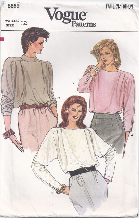 1980s Women, Retro Sewing Patterns, Women Shirt Top, Magazine Fashion, Vogue Sewing, 80s Party, Vogue Sewing Patterns, Blouse Pattern Sewing, Top Sewing Pattern