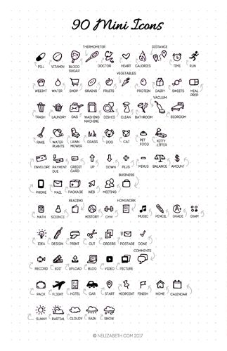 Bullet Journal Icons, Pencil Grades, Bullet Icon, Get Yourself Together, Bullet Journal Trackers, Master To Do List, Mini Icons, Bullet Journal Lists, Reading Homework