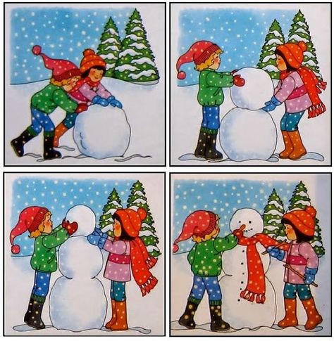 Story Sequencing Pictures, Picture Story Writing, Sequencing Activities Kindergarten, Winter Crafts Preschool, Sequencing Pictures, Kids Activities At Home, Sequencing Cards, Speech Language Activities, Story Sequencing