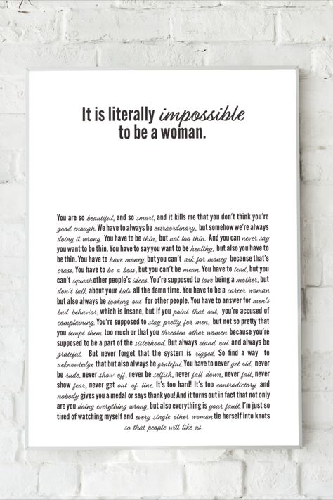 Impossible to Be a Woman Gloria's Monologue Barbie Print Poster Art Digital Download Barbie Monologue, Mojo Dojo Casa House, Barbie Print, Barbie Quotes, To Be A Woman, Barbie Movie, House Wall, Etsy Products, Barbie Movies