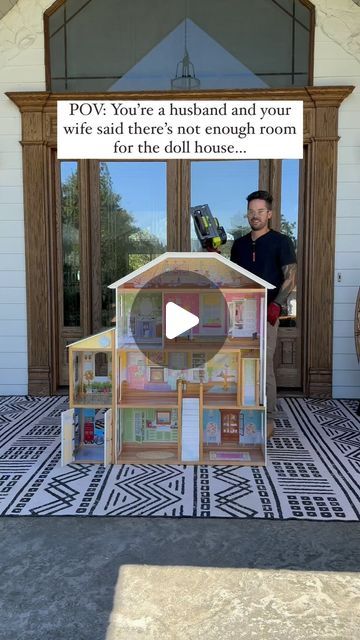 Mason Smith on Instagram: "From an unused old little cubby in their closet to a magical doll house that my daughters will use for years to come. Was the little front door necessary? No, but doing it makes it all the more magical. Shoutout to @kyliekatich for inspiring the idea to add the little door and for encouraging me to take the plunge and cut a hole in the wall… because heck, holes can be fixed, but memories last forever! #DIY #dollhouse" Doll House In A Cabinet, Built In Doll House, Barbie House Remodel, Redo Doll House Ideas, Diy Doll Wardrobe Closet, Diy Barbie Dream House, Kidkraft Dollhouse Makeover, Repurposed Dollhouse, Diy Cardboard Dollhouse