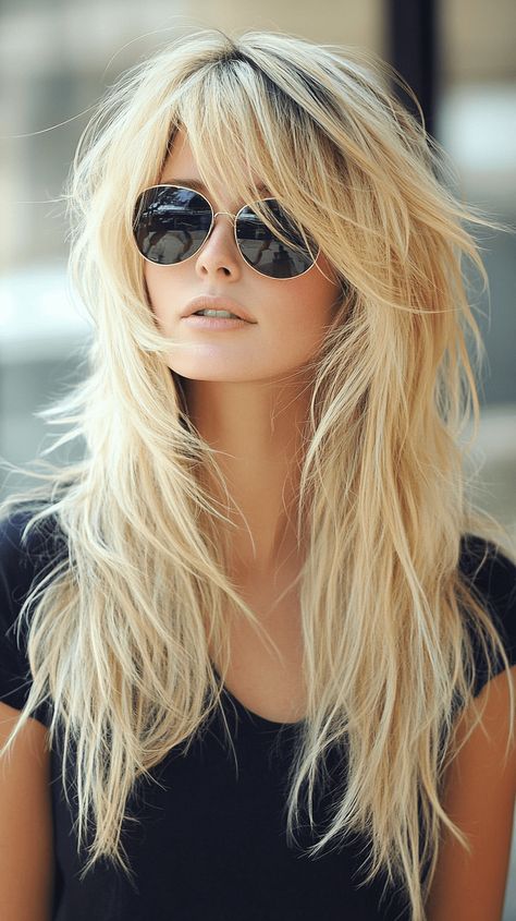 Blonde Shag Haircuts: 18 Trendy Ideas to Refresh Your Look Blonde Shag Hairstyles, Light Honey Blonde, Blonde Shag, Voluminous Layers, Blonde Highlights Ideas, Shaggy Long Hair, Long Shag Haircut, Long Shag, Fine Straight Hair