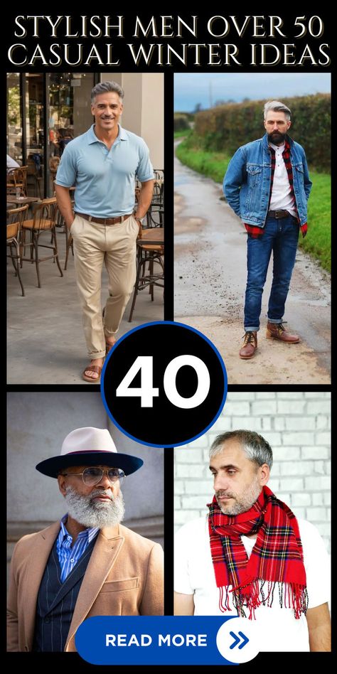 Embrace your style with these 40 best outfit ideas for stylish men over 50! From casual to chic, find looks that suit every occasion and exude confidence. #MenOver50Style #FashionIdeas Stylish Men Over 50 Casual, Men Over 50, Winter Ideas, Fashion Over 50, Winter Casual, Best Ideas, Stylish Men, Over 50, Casual Style