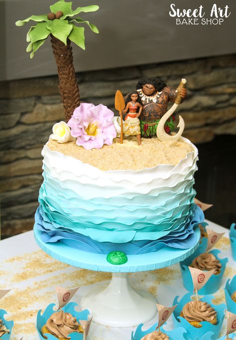 Moana Cake Ideas, Birthday Pool Party Ideas, Moana Birthday Party Cake, Moana Birthday Cake, Pool Party Ideas, Birthday Pool Party, Moana Cake, Little Mermaid Cakes, Cake Piping