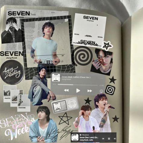 Jungkook's Seven journal 🤍🖤 Most requested by @__naznin__07 🤍 Tags #journal #journalspread #scrapbooking #scrapbook #kpopspread #kpopjiurnal #journalcommunitybd #kpopjourmalspread #kpopjournalbd #jungkook #jungkookjournal #seven #bts #sticker #digitaljournal #sevendaysaweek #btsjournal Jungkook Seven Journal, Jungkook Scrapbook Ideas, Jungkook Scrapbook, Bts Sticker, Jungkook Seven, Bts Drawings, Digital Journal, Scrapbook Ideas, Scrapbooking