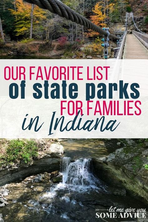 A Kid-friendly list of Indiana State Parks your family will love, including a printable map of Indiana State Parks for family. Plan your next Indiana vacation or find out where to hike with kids near Indianapolis. Indiana camping | things to do with kids in Indiana | Midwest state parks | outdoor hiking Indiana | Brown County | Indiana Dunes | Pokagon Hiking Indiana, Indiana Camping, Indiana Vacation, Rainbow Springs State Park, Brown County Indiana, Camping Things, Slide Rock State Park, Michigan State Parks, Crystal Cove State Park