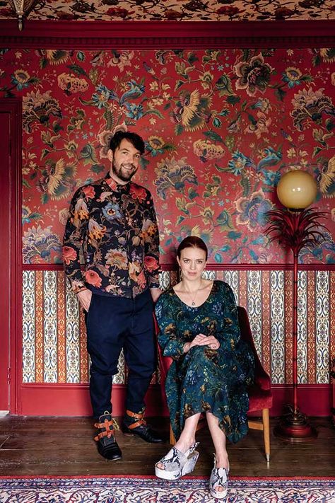 At home with House of Hackney founders Frieda Gormley and Javvy M Royle - YOU Magazine House Of Hackney Wallpaper, House Of Hackney, Maximalist Interior, British Interior, Interior Wallpaper, Maximalism, Creation Couture, Interior Photography, East London