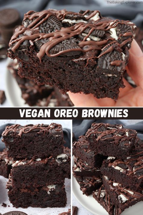 Vegan Brownies Recipe, Patisserie Vegan, Vegan Baking Recipes, Oreo Brownies, Dessert Sauces, Vegan Dessert Recipes, Vegan Treats, Vegan Cake, Vegan Sweets