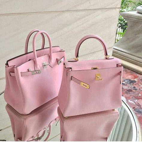 Rose Sakura Birkin and Kelly... Hermes Rose Sakura, Rose Sakura Birkin, Pink Kelly Bag, Pink Birkin Bag, Pink Birkin, Pink Purses, Pink Kelly, Birkin Kelly, Luxury Bags Collection