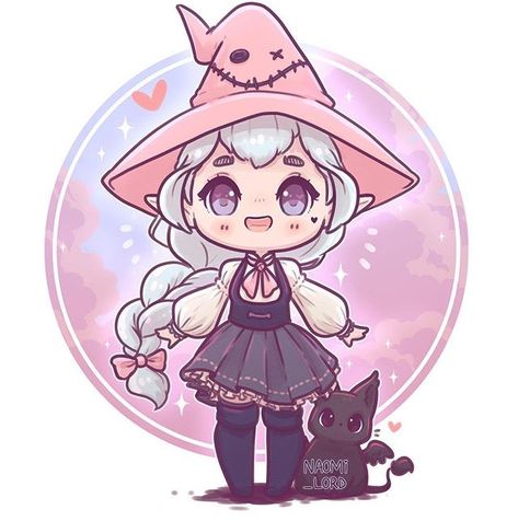 Appleminte Drawings, Chibi Witch, Naomi Lord, Kawaii Witch, Witch Drawing, Cute Harry Potter, Kawaii Disney, Cute Witch, Witch Girl