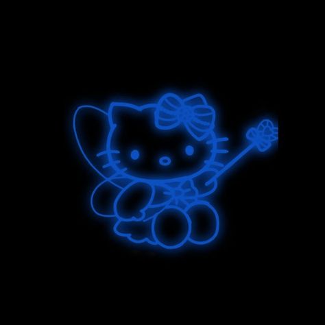 Blue Hello Kitty Widget, Dark Blue Hello Kitty, Cat Cybercore, Blue Hello Kitty, Blue Y2k Aesthetic, Y2k Hello Kitty, Black And Blue Wallpaper, Cybercore Aesthetic, Images Hello Kitty