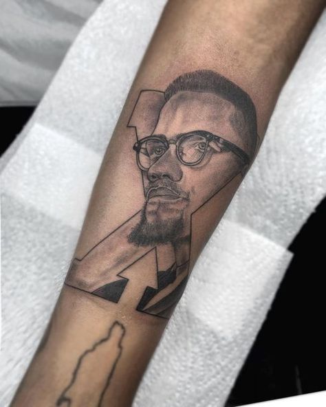 Malcom X Tattoo Design, Malcom X Tattoo Stencil, Black Tattoo Cover Up, X Tattoo, Instagram Portrait, London Tattoo, Black Tattoo, Tattoo Cover, Tattoo Cover-up