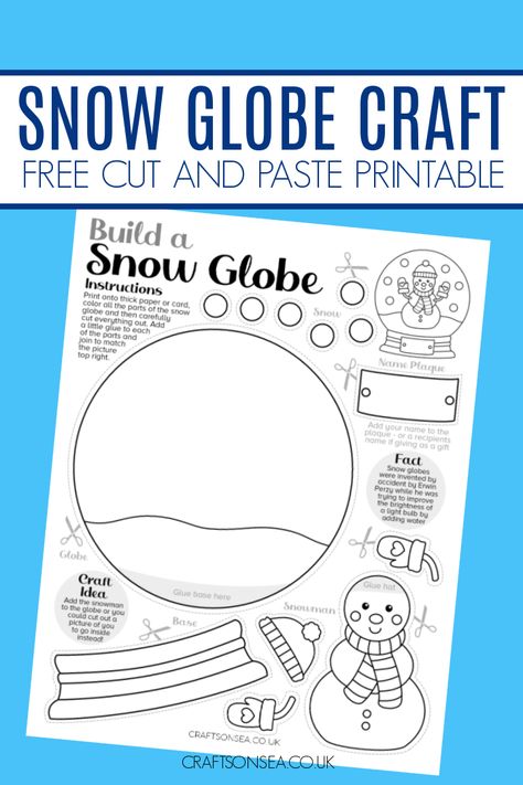 Print our FREE snow globe craft and then have fun coloring it in before you cut and paste it together! Perfect for Christmas and winter. Learning In A Winter Wonderland, Snow Crafts Kindergarten, Winter Art Crafts For Kids Elementary, Educational Christmas Crafts, Winter School Activities Classroom, Second Grade January Activities, Snow Globe Activities For Kids, All About Winter Preschool Activities, Winter Craft Elementary