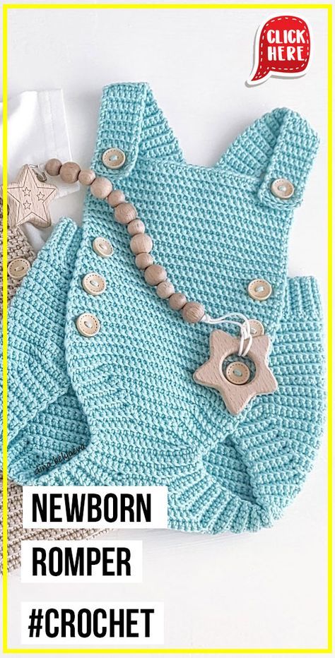 crochet Comfy Newborn Romper easy pattern - Easy Crochet Romper Pattern for Beginners. Click to Get the Pattern #Romper #crochetpattern #crochet via @shareapattern.com Crochet Romper Free Pattern, Crochet Romper Baby Free Pattern, Crochet Baby Romper Free Pattern, Crochet Baby Boy Clothes, Crochet Romper Pattern, Newborn Crochet Patterns Free, Crochet Baby Clothes Boy, Crochet Baby Romper, Boy Crochet Patterns