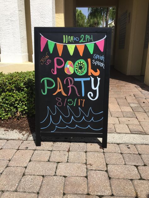 Crosswynde- Tampa, FL Resident Pool Party Pool Party Chalkboard Sign, Pool Chalkboard Art, Resident Events, Blow Up Pool, Chalkboard Calendar, Pre Primary, Framed Chalkboard, Menu Board, Board Decoration