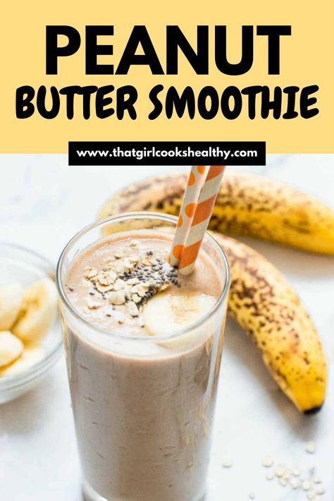 Vegan Peanut Butter Banana Smoothie in a tall glass with orange and white paper straws. Smoothies Vegan, Peanut Butter Banana Smoothie, Fruit Smoothie Recipes Healthy, Best Smoothie, Banana Drinks, Smoothie Recipes Healthy Breakfast, Banana Smoothie Recipe, Peanut Butter Smoothie, Smoothie Drink Recipes