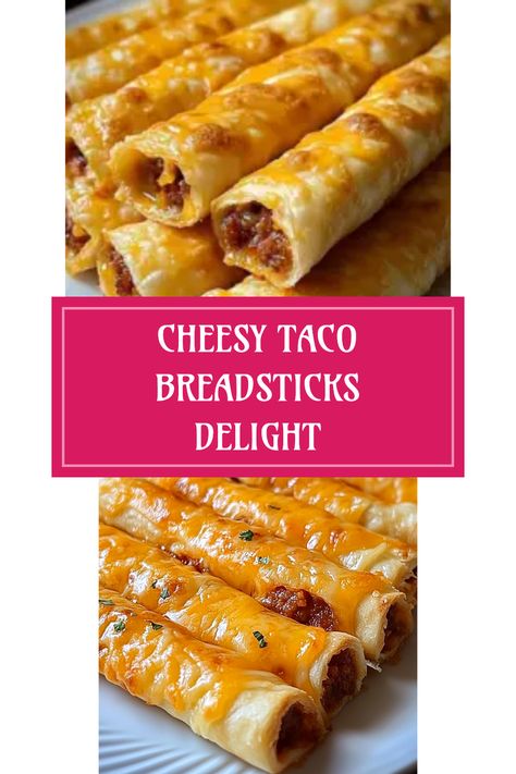 These Cheesy Taco Breadsticks are the ultimate comfort food you've been dreaming of! Packed with all the savory flavors you love from taco night, and topped off with a cheesy twist, they are perfect for snacking, appetizers, or weekend gatherings. Whether you're entertaining friends or enjoying a cozy night in, these breadsticks are sure to impress. Imagine dipping them in your favorite salsa or guacamole for an unbeatable flavor experience. Get ready for a flavor fiesta that’s easy to make and oh-so-satisfying! Cheese Taco Sticks, Twist On Taco Night, Cheesy Taco Breadsticks, Taco Pop Tarts, Easy Mexican Finger Foods, Baked Cheesy Taco Sticks, Taco Puff Pastry, Taco Breadsticks, Mexican Finger Foods